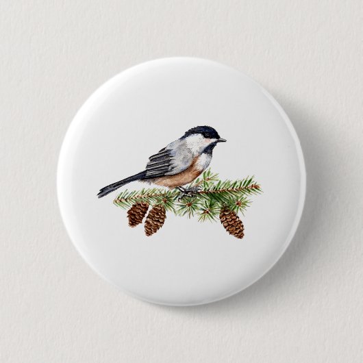 Winter Chickadee Ronde Button 5,7 Cm (Voorkant)