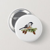 Winter Chickadee Ronde Button 5,7 Cm (Voorkant /achterkant)