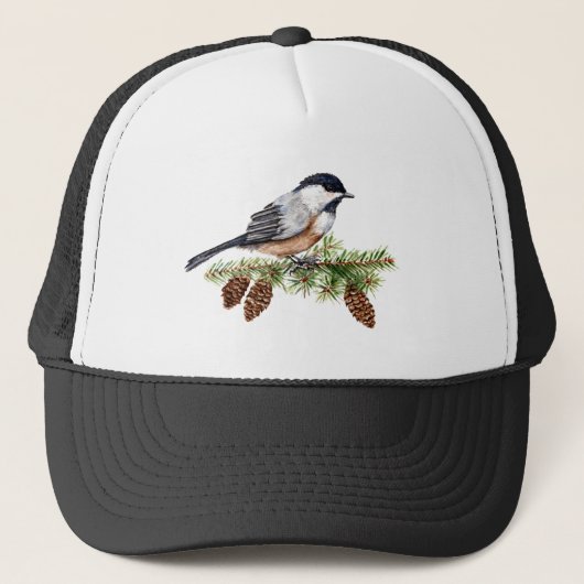 Winter Chickadee Trucker Pet (Voorkant)