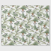 Winter Chickadee Woodland Pattern Cadeaupapier (Vlak)
