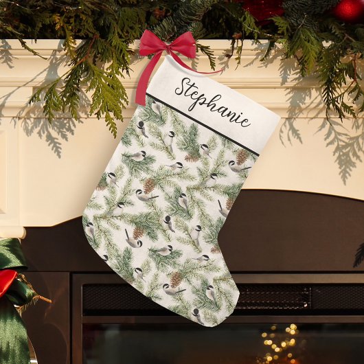 Winter Chickadee Woodland Waterverf Kerstmis Kleine Kerstsok