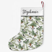 Winter Chickadee Woodland Waterverf Kerstmis Kleine Kerstsok (Achterkant)