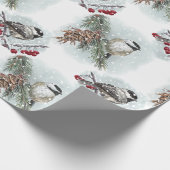 Winter Chickadees, Waterverf kerstmis Cadeaupapier (Hoek)