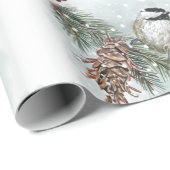 Winter Chickadees, Waterverf kerstmis Cadeaupapier (Rol Hoek)