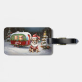 Winter Chihuahua Caravan Kerstavontuur Bagagelabel (Achterkant horizontaal)