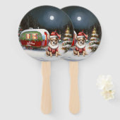 Winter Chihuahua Caravan Kerstavontuur Handwaaier (Voorkant en achterkant)