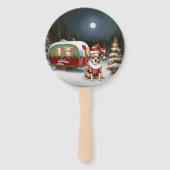 Winter Chihuahua Caravan Kerstavontuur Handwaaier (Voorkant)