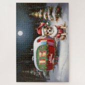 Winter Chihuahua Caravan Kerstavontuur Legpuzzel (Verticaal)