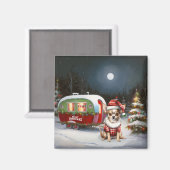 Winter Chihuahua Caravan Kerstavontuur Magneet (Voorkant / Achterkant)