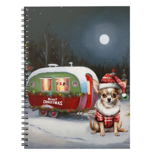 Winter Chihuahua Caravan Kerstavontuur Notitieboek (Voorkant)