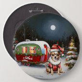 Winter Chihuahua Caravan Kerstavontuur Ronde Button 6,0 Cm (Voorkant /achterkant)