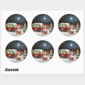 Winter Chihuahua Caravan Kerstavontuur Ronde Sticker (Vel)