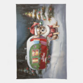 Winter Chihuahua Caravan Kerstavontuur Theedoek (Verticaal)