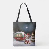 Winter Chihuahua Caravan Kerstavontuur Tote Bag (Achterkant)