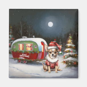Winter Chihuahua Karavaan Kerstmis Avontuur Magneet