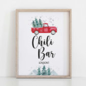 Winter Chili Bar teken rode Xmas Tree Truck Poster