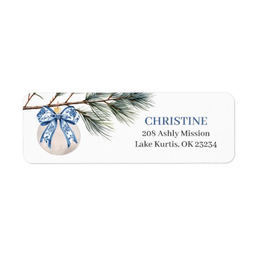 Winter Chinoiserie Boog Bruidsdouche Adreslabel Etiket (Voorkant)