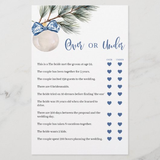 Winter Chinoiserie Bow Over of Under Games Kaart (Voorkant)