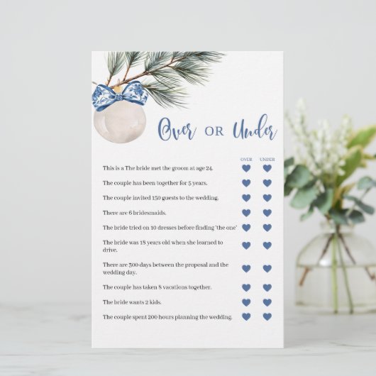 Winter Chinoiserie Bow Over of Under Games Kaart (Staand voorkant)