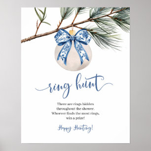 Winter Chinoiserie Bow Ring Hunt Spelbord Poster