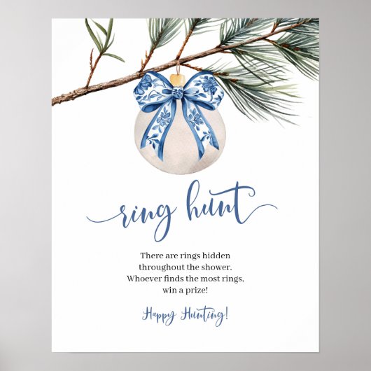 Winter Chinoiserie Bow Ring Hunt Spelbord Poster (Voorkant)