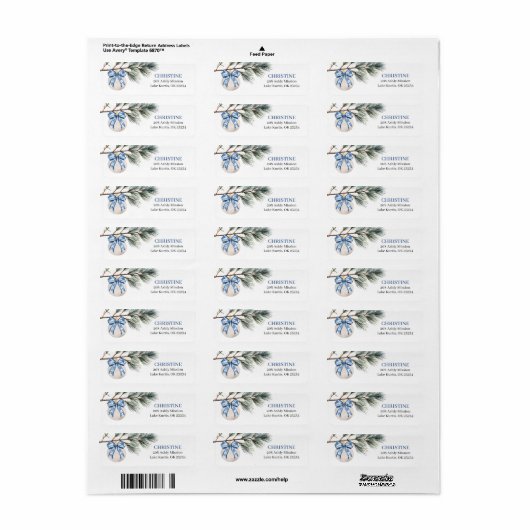 Winter Chinoiserie Bow Vrijgezellenfeest Adreslabe Etiket (Full Sheet)