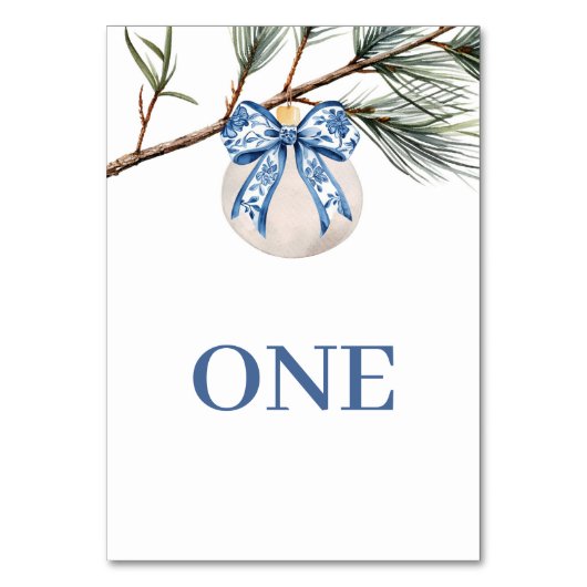 Winter Chinoiserie Bow Vrijgezellenfeest Tafelnumm Kaart (Voorkant)