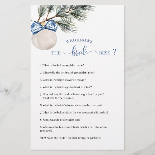 Winter Chinoiserie Bow Wie kent de bruid het beste (Voorkant)