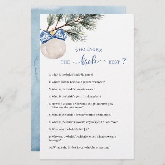 Winter Chinoiserie Bow Wie kent de bruid het beste (Voorkant / Achterkant)