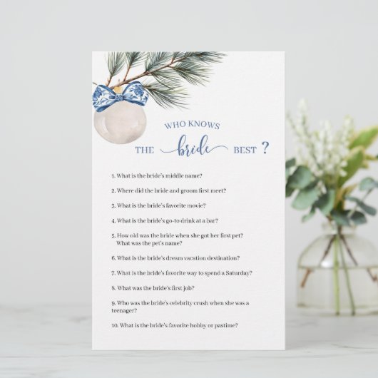 Winter Chinoiserie Bow Wie kent de bruid het beste (Staand voorkant)