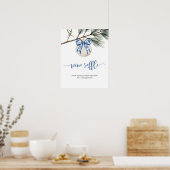 Winter Chinoiserie Bow Wine Raffle Game Sign Poster (Keuken)