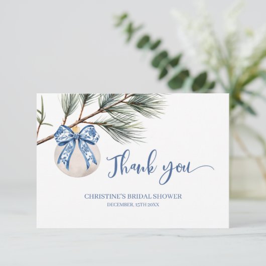 Winter Chinoiserie Lint Dankkaart Bedankkaart (Staand voorkant)