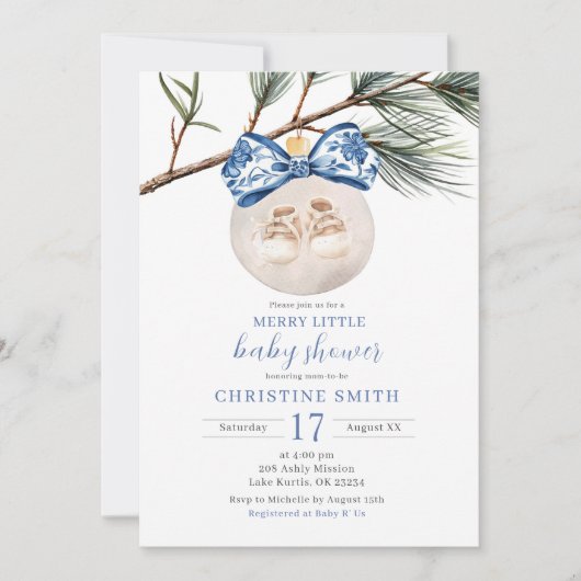 Winter Chinoiserie Merry Little Baby shower Kaart (Voorkant)