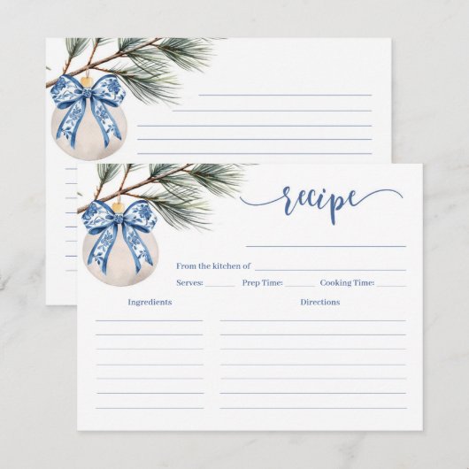 Winter Chinoiserie Vrijgezellenfeest Recept Kaart (Voorkant / Achterkant)