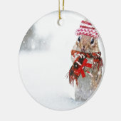 Winter Chipmunk Knit Pet Red Scarf Keramisch Ornament (Links)