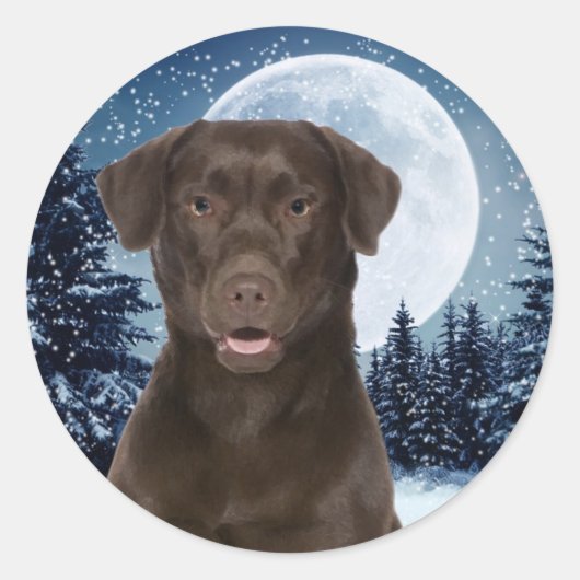 Winter Chocolade Lab Sicker Ronde Sticker (Voorkant)