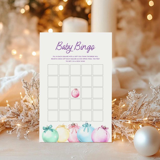 Winter Christmas Baby Bingo Game Kaart (Christmas Baby Bingo Card)