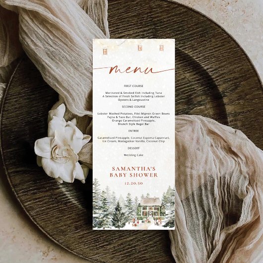 Winter Christmas Baby shower Flat Menu