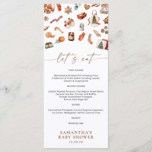 Winter Christmas Baby shower Flat Menu (Voorkant)