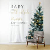 Winter Christmas Baby shower Foto Achtergrond Wandkleed (In situ)