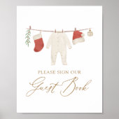 Winter Christmas Baby shower Gastenboek teken Poster (Voorkant)
