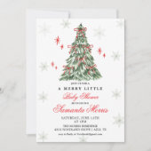 Winter Christmas Baby Shower Invitation | Red Bow  Kaart (Voorkant)
