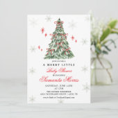 Winter Christmas Baby Shower Invitation | Red Bow  Kaart (Staand voorkant)