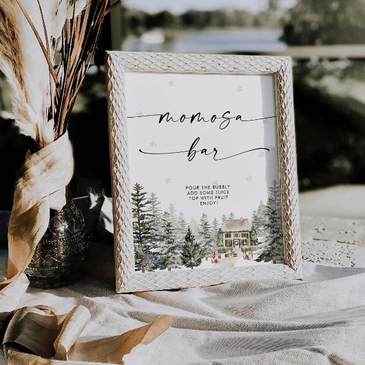 Winter Christmas Baby shower Momosa Bar Sign Reclamebord Met Voetstuk