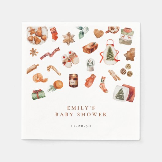 Winter Christmas Baby shower Papieren servetten (Voorkant)