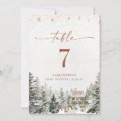 Winter Christmas Baby shower Tafelnummer Kaart (Voorkant)