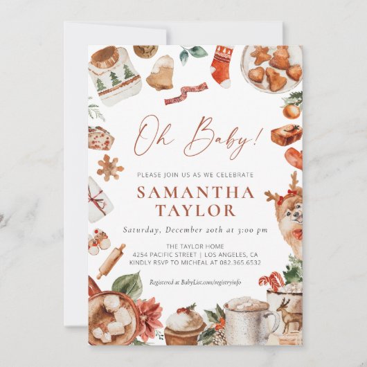 Winter Christmas Baby shower Uitnodiging (Voorkant)