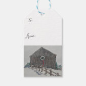 Winter Christmas Barn Gift Label Cadeaulabel (Voorkant)