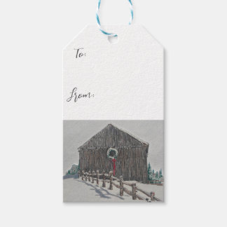 Winter Christmas Barn Gift Label Cadeaulabel