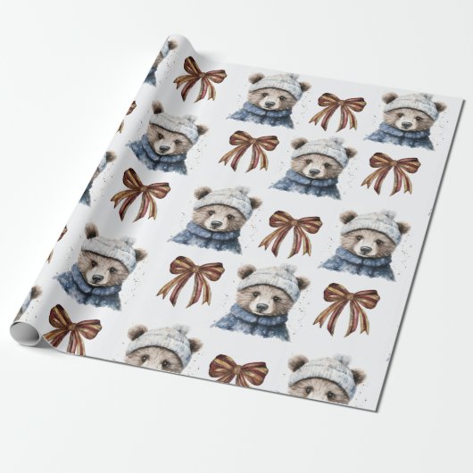 Winter Christmas Beer Wrapping Paper Cadeaupapier (Uitgerold)